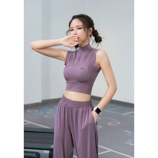 Đồ tập gym yoga nữ bộ quần dài jogger áo crop quảng châu cao cấp Bin Sport BD123