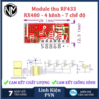 Module thu RF 433MHz RX480-E 4 kênh học lệnh (7 chế độ)