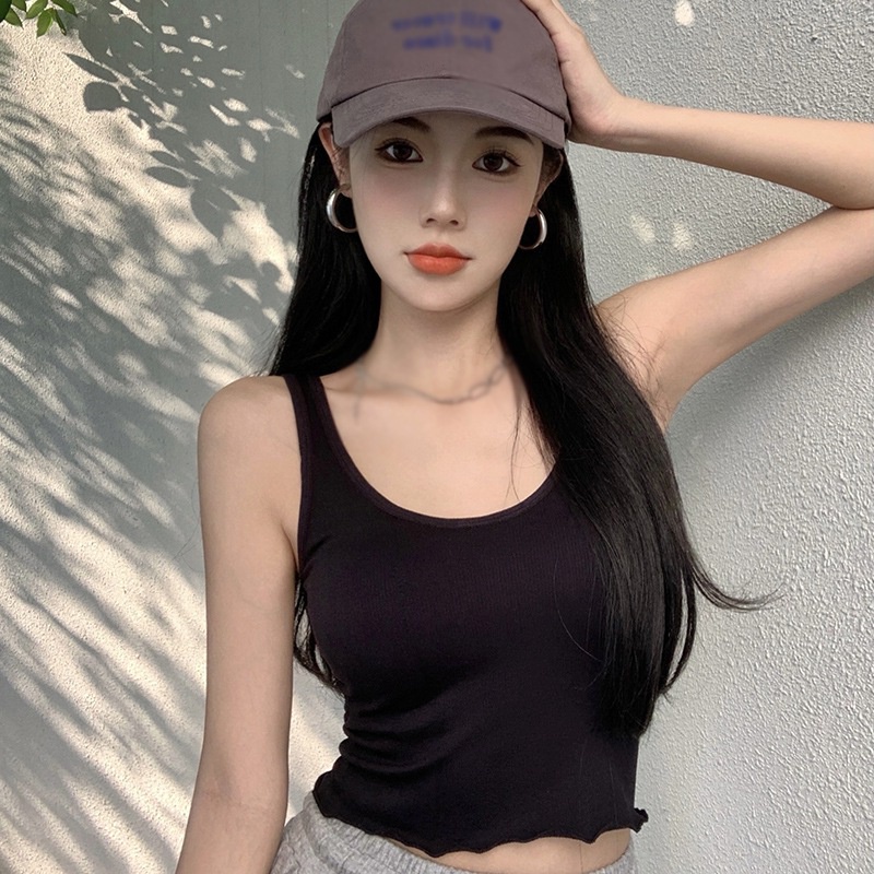 Áo Croptop Hai Dây Có Mút Đệm Màu Sắc Nhẹ Nhàng Phong Cách Hàn Quốc Cho Nữ