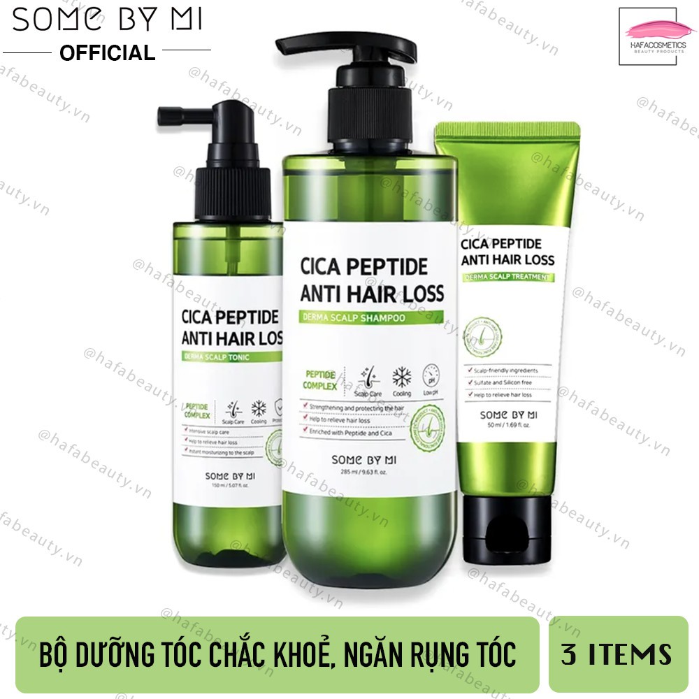 Bộ sản phẩm dưỡng ngăn rụng tóc Some By Mi Cica Peptide Anti Hair Loss Derma Scalp (Shampoo, Treatment, Tonic)