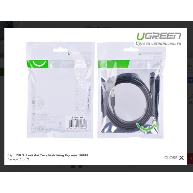 Cáp USB nối dài 2m chuẩn 3.0 Ugreen 10808