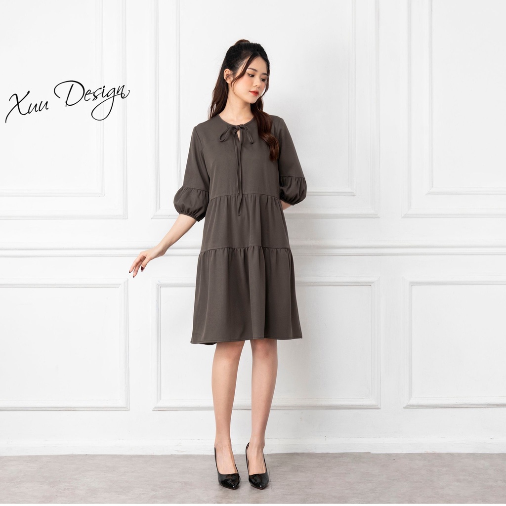 Đầm babydoll XUU tay lỡ, thiết kế phối tầng dáng suông Xuu Design V03 | BigBuy360 - bigbuy360.vn