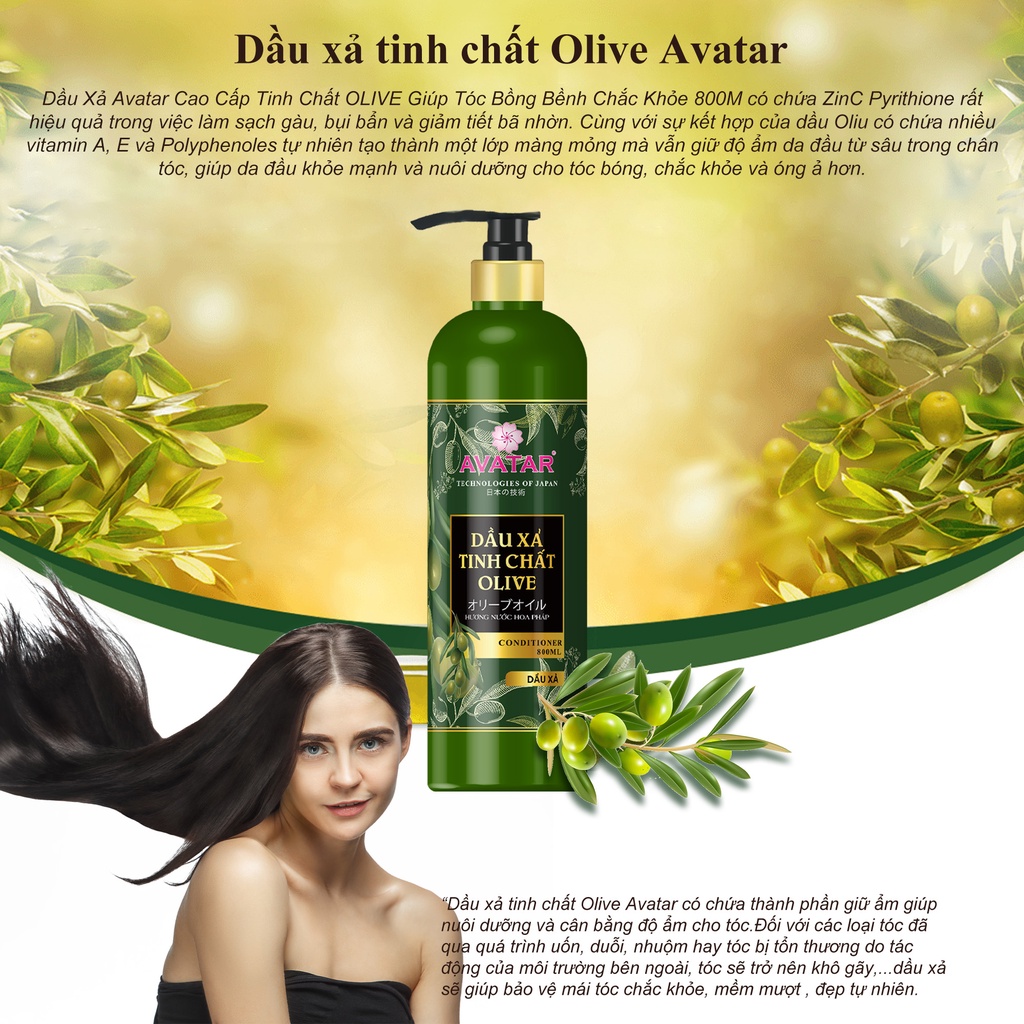 Dầu Xả Avatar Cao Cấp Tinh Chất OLIVE Giúp Tóc Bồng Bềnh Chắc Khỏe 800ml - avatar