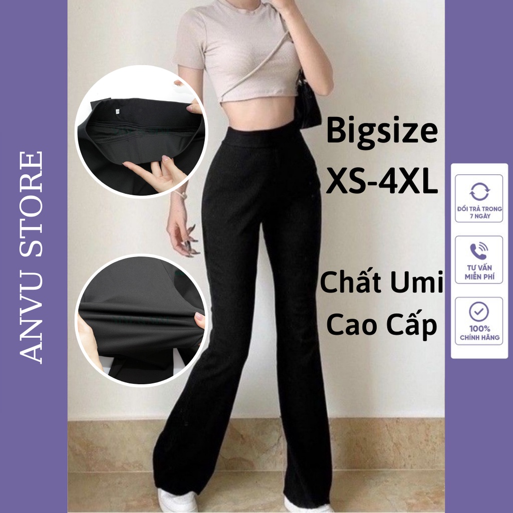 Quần ống loe legging bigsize nữ Chất Umi Hàn không bai nhão xù lông đường may tỉ mỉ chắc chắn lưng cao