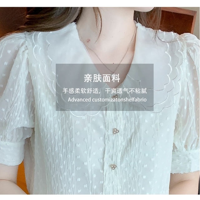 Áo Sơ Mi Chiffon Cổ Búp Bê Thời Trang Mùa Hè Dành Cho Nữ