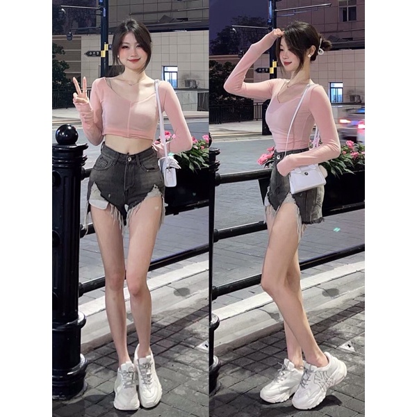 *kèm ảnh thật* Quần short jeans nữ rách tua rua cá tính