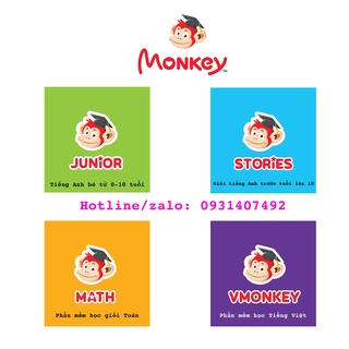 Toàn quốc [E-voucher] Gói 12 tháng Monkey Junior, Monkey Stories, Monkey Math, VMonkey và trọn gói 4 App