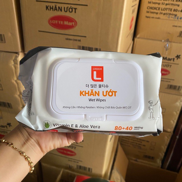 khăn ướt lotte 120 tờ hương yến mạch và tra xanh