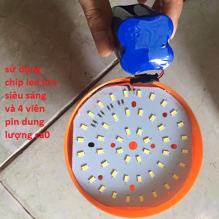 Bóng đèn led sạc tích điện 6-8h - công suất 30w,,100w,,120w có móc treo hàng chính hãng (màu cam )