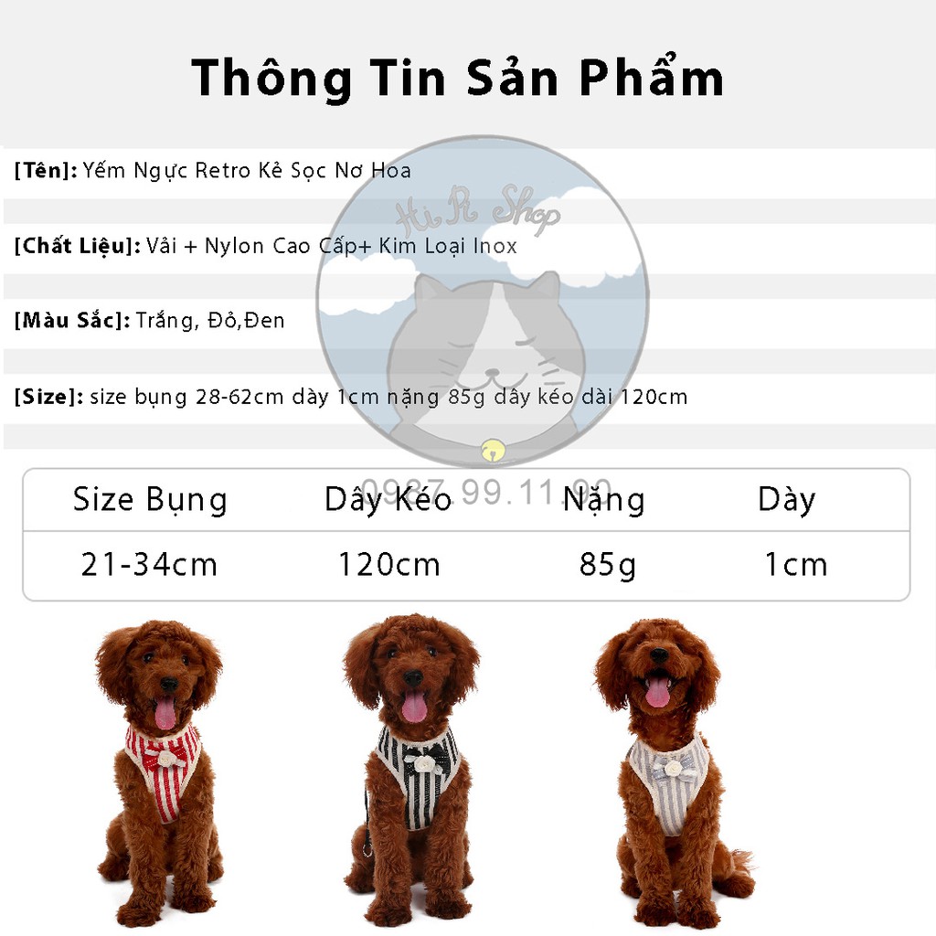 [Rẻ Vô Địch] Dây Dắt Chó Mèo Yếm Bụng Nơ Hoa Thời Trang Hàn Quốc Dây Dẫn Cho Thú Cưng Dưới 4kg