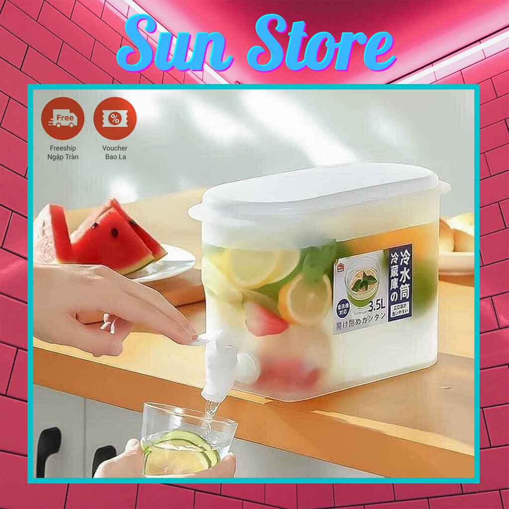 Bình nước có vòi, đựng nước để tủ lạnh cỡ lớn dung tích 3.5L bằng nhựa cao cấp hàng Việ.t Nhật (BCV35) - SunStore VN