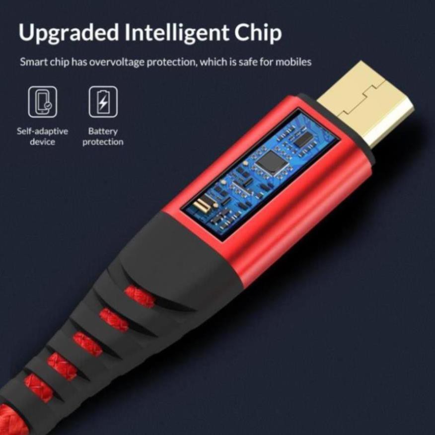 Cáp Sạc hãng TOPK AN42 Micro USB Dây Bện Sợi Nylon Dài 1m TPHCM