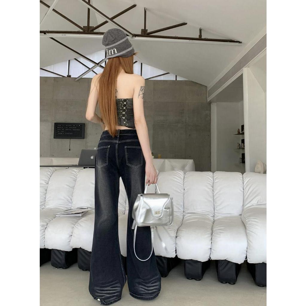 Quần Denim Lưng Thấp Phong Cách Retro 63956