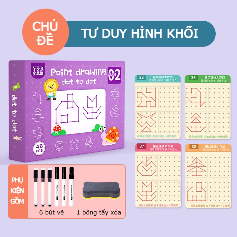 Đồ chơi giáo dục Tập tô vẽ thông minh xóa được kèm bút dạ - Giáo dục toàn diện Montessori
