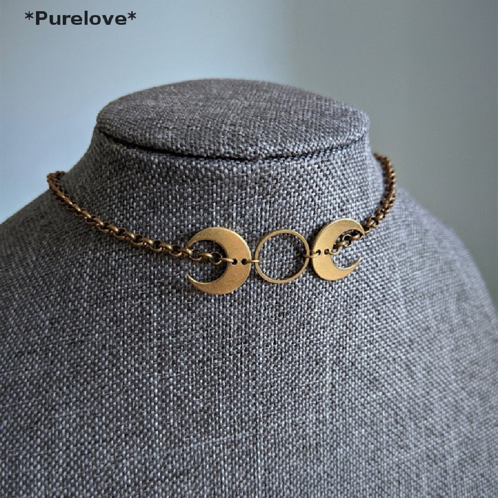 [Purelove] Vòng cổ Mặt Trăng Tròn Mạ Điện Đơn Giản Cá Tính