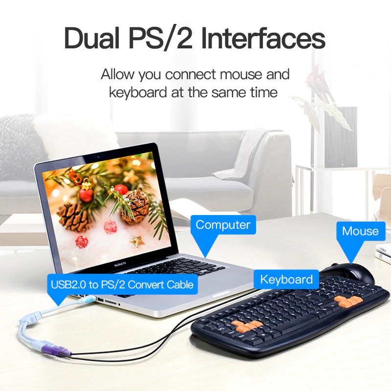 Cáp chuyển đổi Vention Đầu Cắm USB sang PS2 cho chuột bàn phím | BigBuy360 - bigbuy360.vn