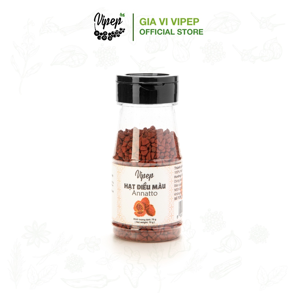 Hạt điều màu đỏ Vipep 70g - gia vị tạo màu món ăn tự nhiên, 100% nguyên chất