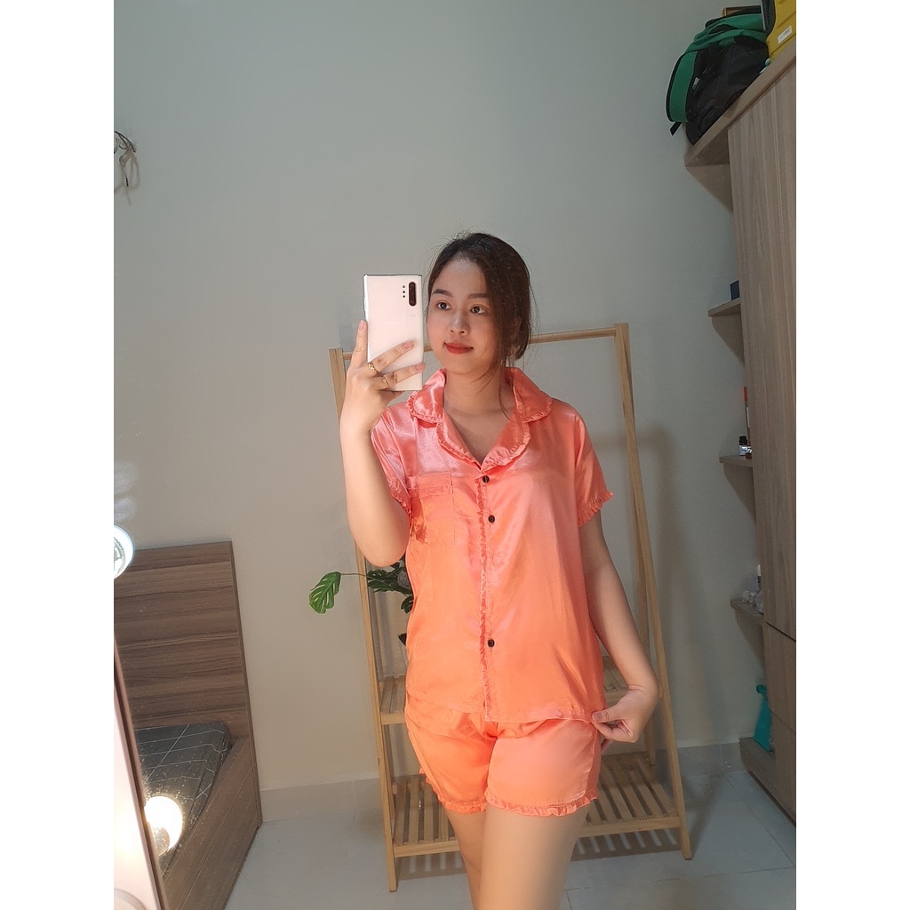 Đồ ngủ Pijama Phi viền Bèo Form đùi - size 45-60kg