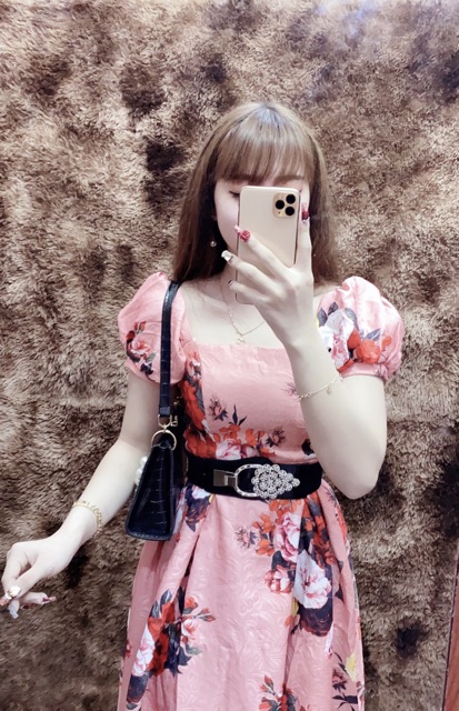 Đầm xoè gấm Vân hoa