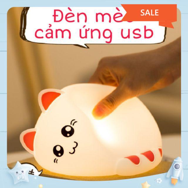 Đèn ngủ mèo sạc USB silicon cảm ứng, đèn trang trí, quà tặng