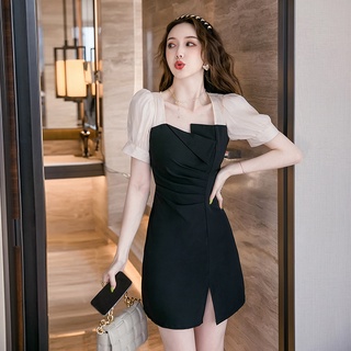 Váy xẻ đùi xẻ ngực chữ a lụa dáng dài váy xẻ tà GROUND