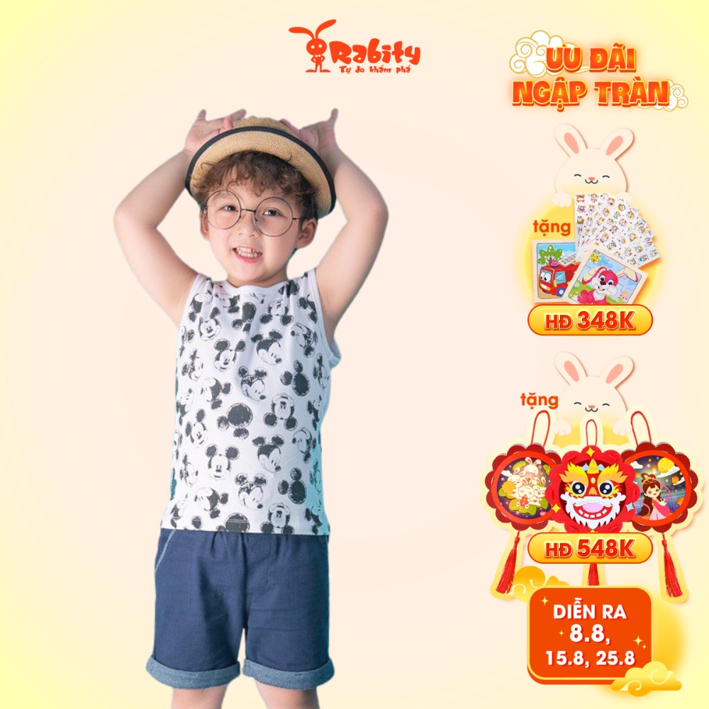Áo thun bé trai sát nách Rabity cotton in hình hoạt hình mickey 5349.5556
