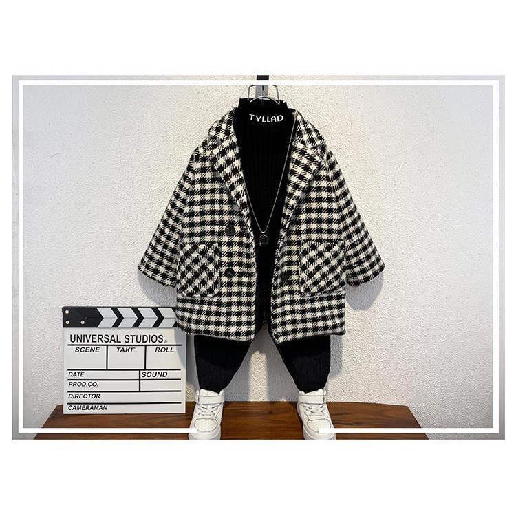 Áo Khoác Len Dày Dáng Dài Thời Trang Mùa Đông Cho Bé Trai