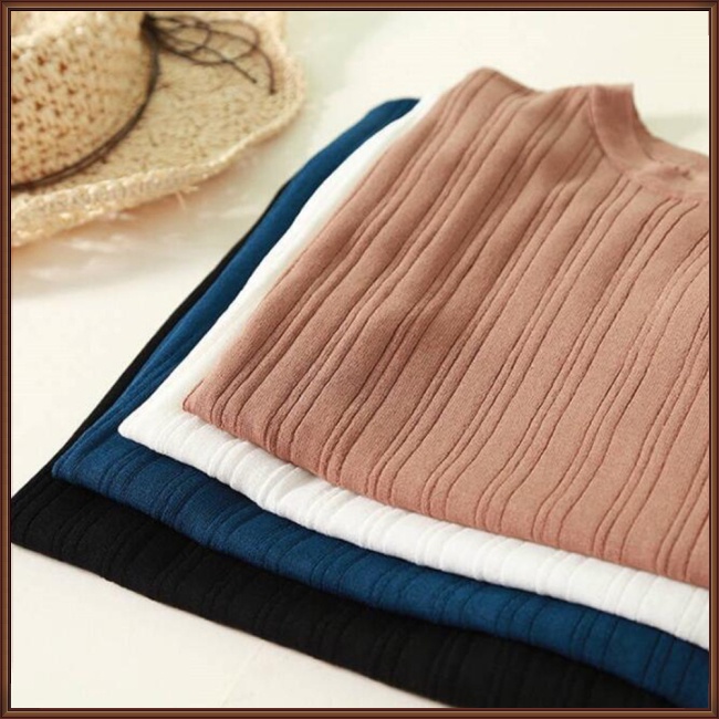 Áo Dệt Kim Tay Ngắn Cổ Tròn Màu Sắc Đơn Giản Thời Trang Mùa Hè Cho Nữ