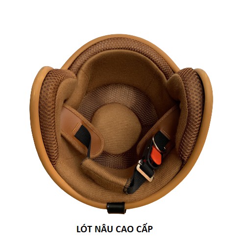 BÁN SỈ - Mũ Bảo Hiểm 3/4 đầu chính hãng Classic viền nâu, lót nâu cao cấp - tặng kèm lưỡi trai (MBP)