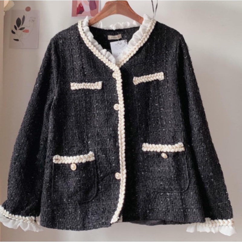 Áo dạ Tweed nữ hàn quốc dáng ngắn - Áo khoác nữ đẹp sang chảnh HABII AD01 | BigBuy360 - bigbuy360.vn