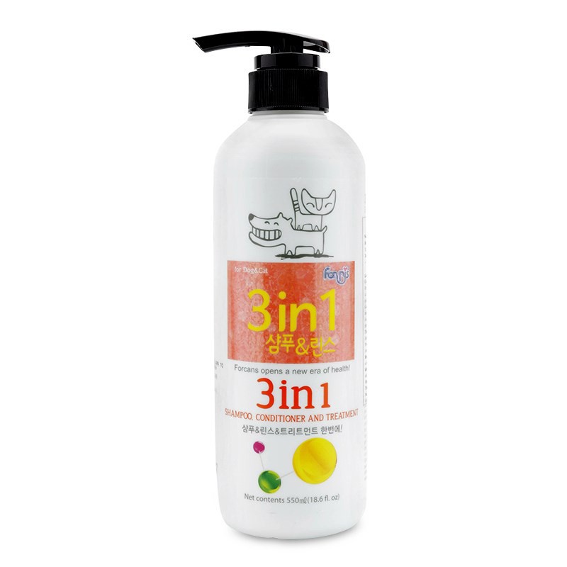 Dầu Gội 3in1 Làm Sạch, Giữ Ẩm, Cung Cấp Dinh Dưỡng ForcanS 550ml chó mèo