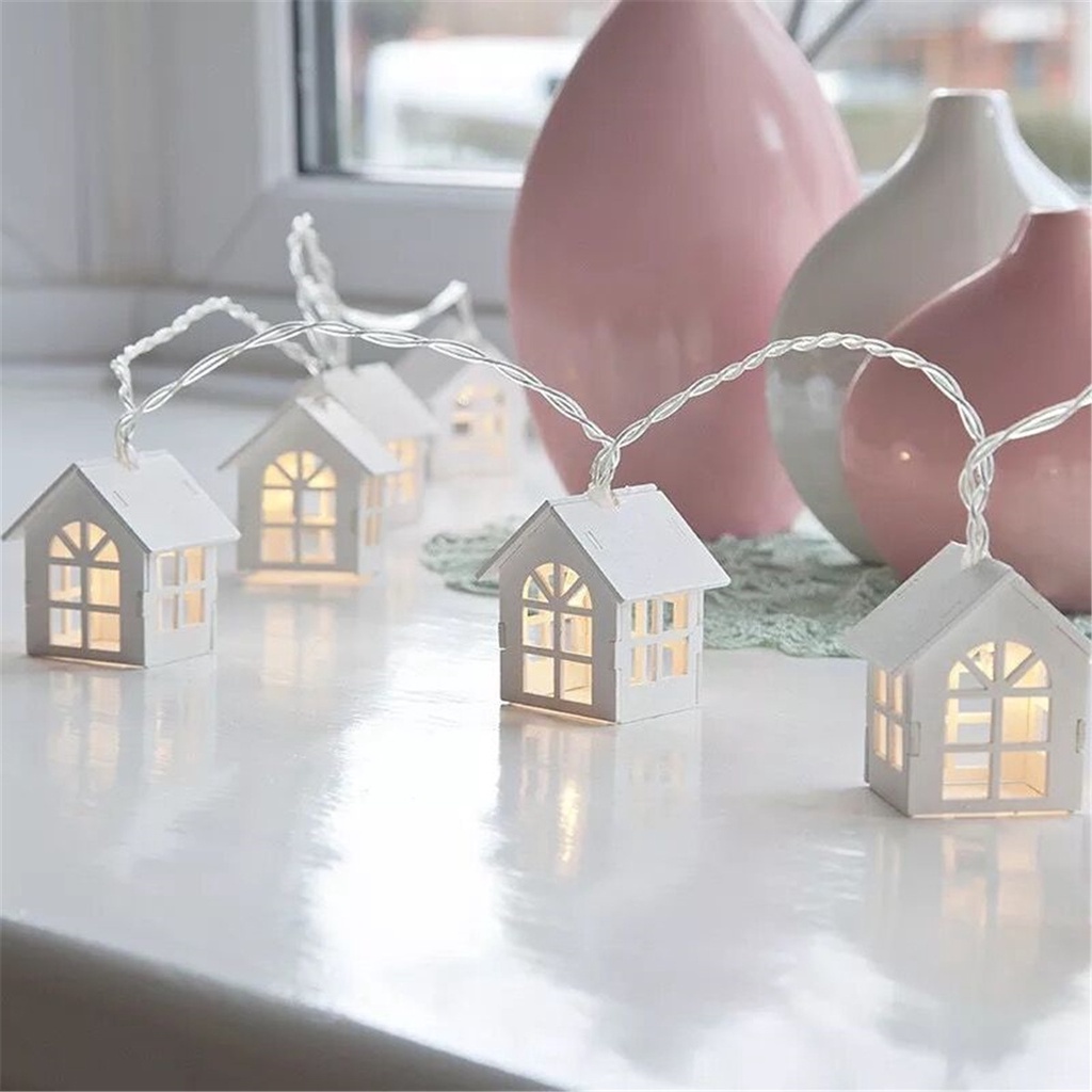 Dây Đèn Hình Ngôi Nhà Dễ Thương Dùng Trang Trí Giáng Sinh