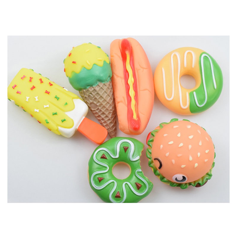 Đồ Chơi Hình Bánh Donut / Kem / hamburger Bằng Cao Su Chống Cắn Siêu Bền Cho Thú Cưng