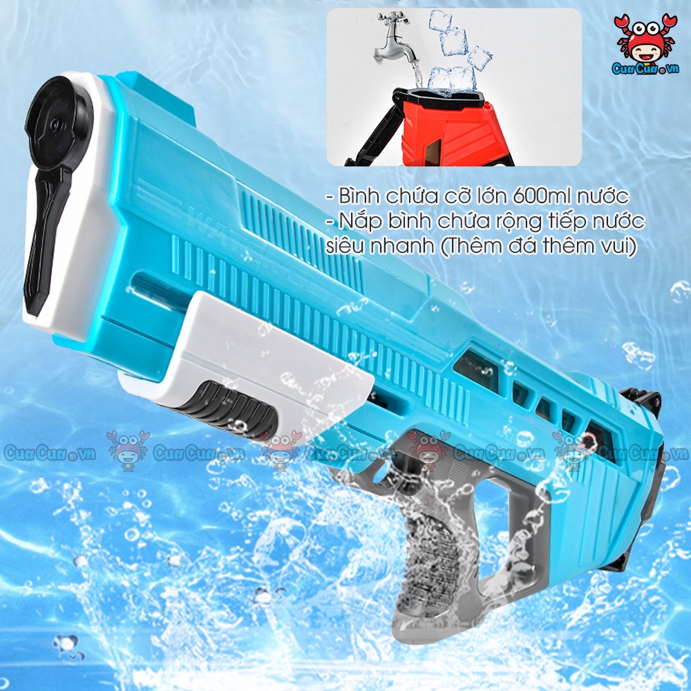 Súng nước áp lực cỡ lớn, Đồ chơi súng bắn nước mô phỏng loại Spyra One giá rẻ phun nước xa 15m cho bé đi biển bể bơi