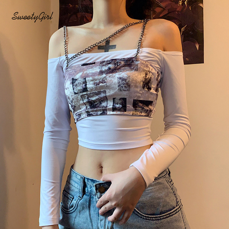 Áo Crop Top Nữ Tay Dài Trễ Vai Gợi Cảm