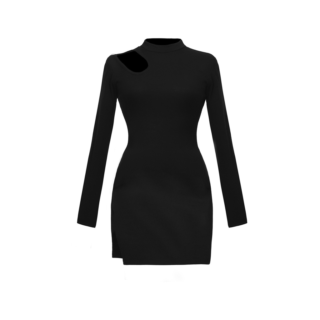 TATICHU - Đầm thun khoét vai dài tay xẻ đùi- Shoulder CutOut Mini Dress