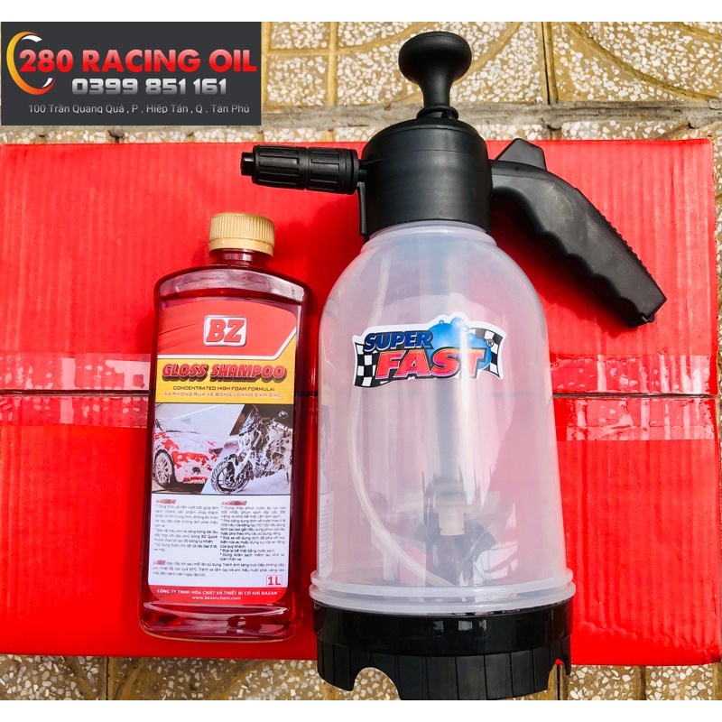 Combo Bình bọt tuyết Super Fast , nước rửa xe BZ