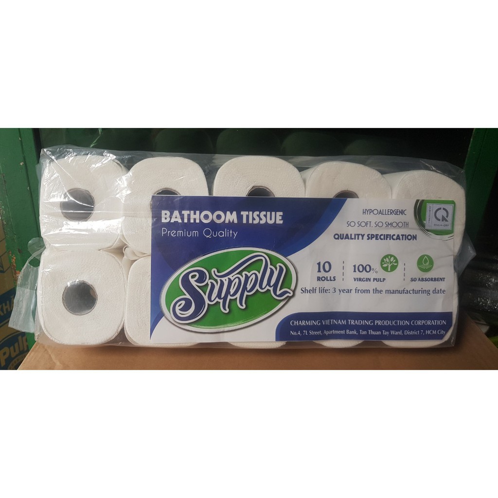 Khăn giấy cuộn Thái Lan SUPPLY 1 lốc 10 cuộn có lõi