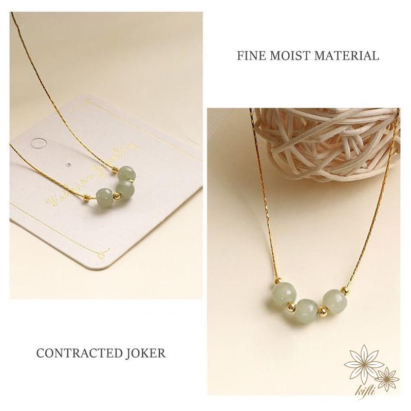 Vòng cổ Chuỗi Hạt Ngọc Bích Ba Thế Giới May Mắn Cao Cấp Phong Cách Cổ Điển Sang Trọng Cho Nữ