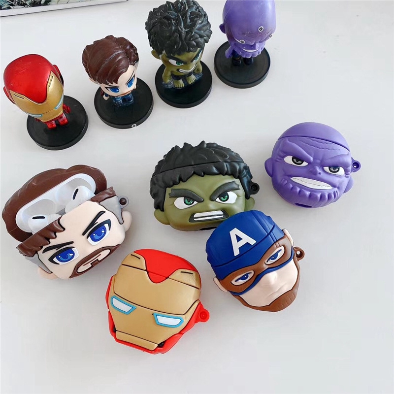 Vỏ Bảo Vệ Hộp Sạc Tai Nghe Không Dây Airpods 1 / 2 / Pro Bằng Silicon Chống Sốc Hình Siêu Anh Hùng Marvel 3d