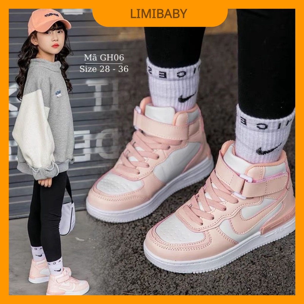 Giày jordan cổ cao cho bé gái 4 - 12 tuổi thể thao kiểu dáng sneaker năng động và cá tính đi học đi chơi GH06