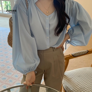 Áo sơ mi nữ dài tay bong bóng nhiều màu phong cách Hàn Quốc