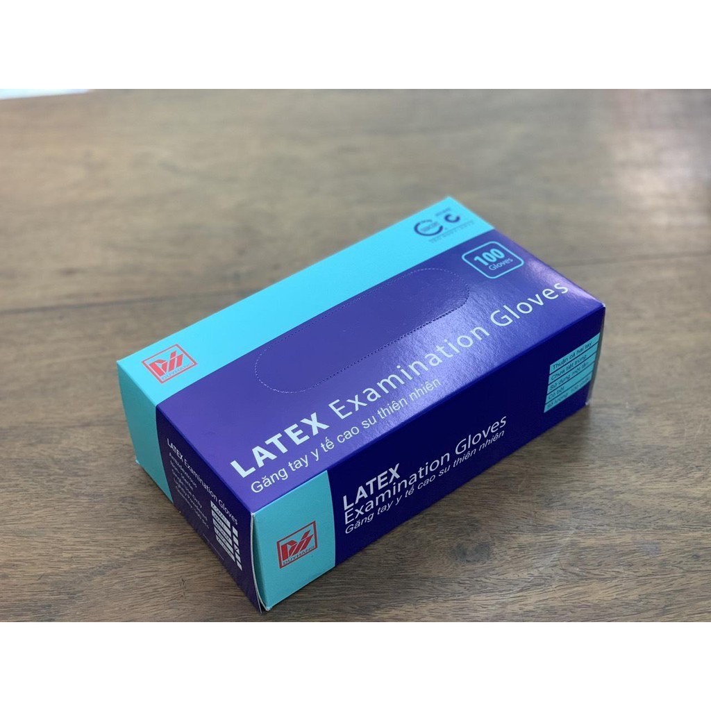 Thùng Găng tay y tế Duy Hàng có bột  - thùng 10 hộp Găng tay y tế  Duy Hàng cao su thiên nhiên LATEX Hộp 50 đôi(100 cái)