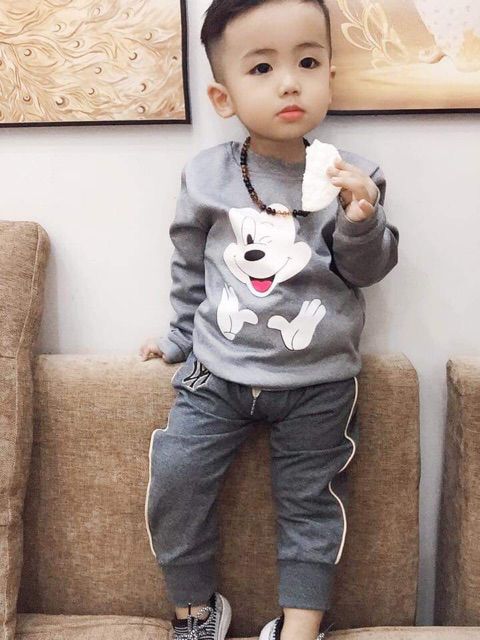 Áo nỉ sweater Mikey mẹ bé trai bé gái chất mịn đẹp mặc êm hàng bao đẹp loại 1