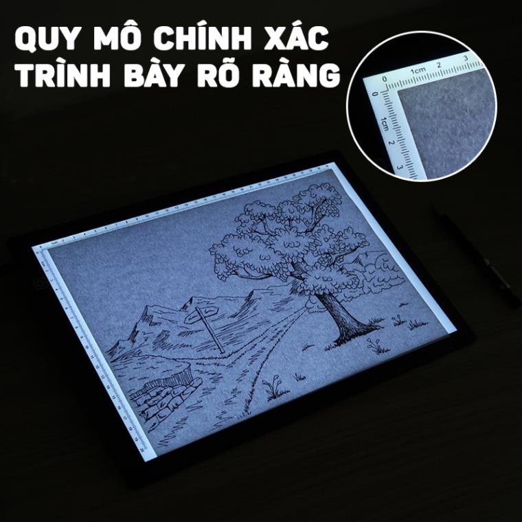Bảng Vẽ Đèn LED 3 Cấp Độ Hắt Siêu Sáng Có Viền Thước Kẻ Khổ A4  Hangnoidiagiare88