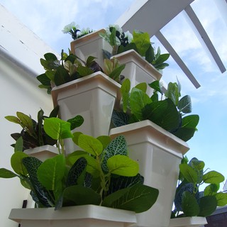 Combo chậu nhựa xếp tầng tháp trồng rau, trồng hoa cây cảnh,chậu tam giác