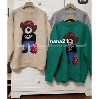 (Ảnh thật) Áo len đôi bạn hình gấu oversize