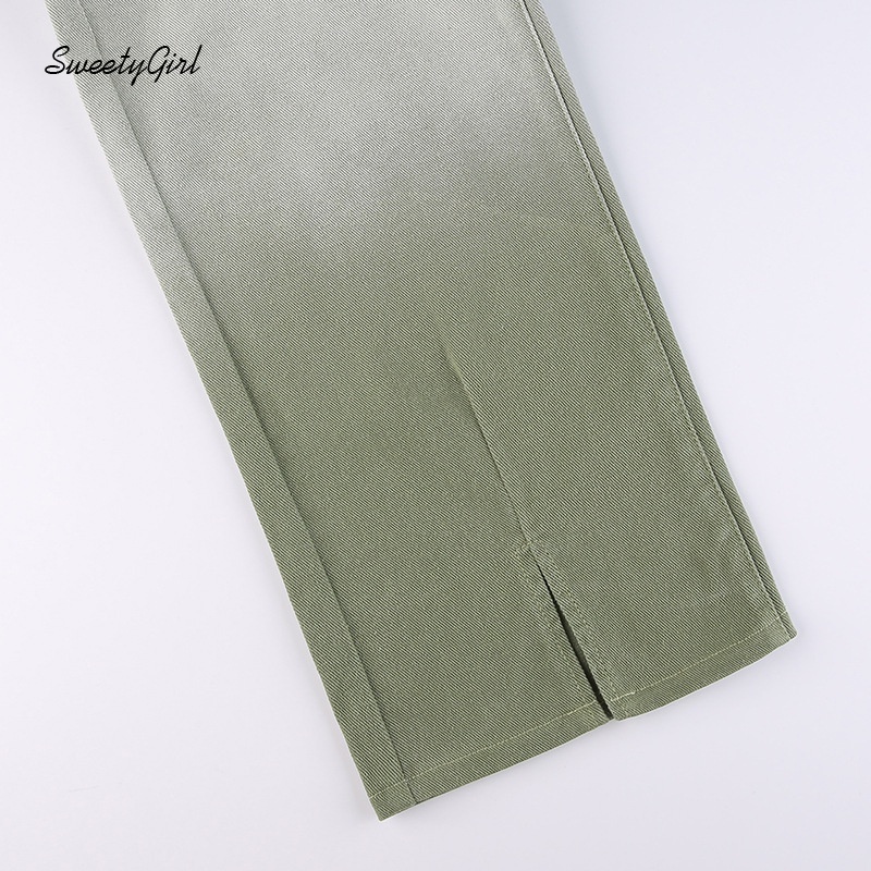 Quần jeans dài lưng cao ống đứng màu nhuộm thời trang cho nữ