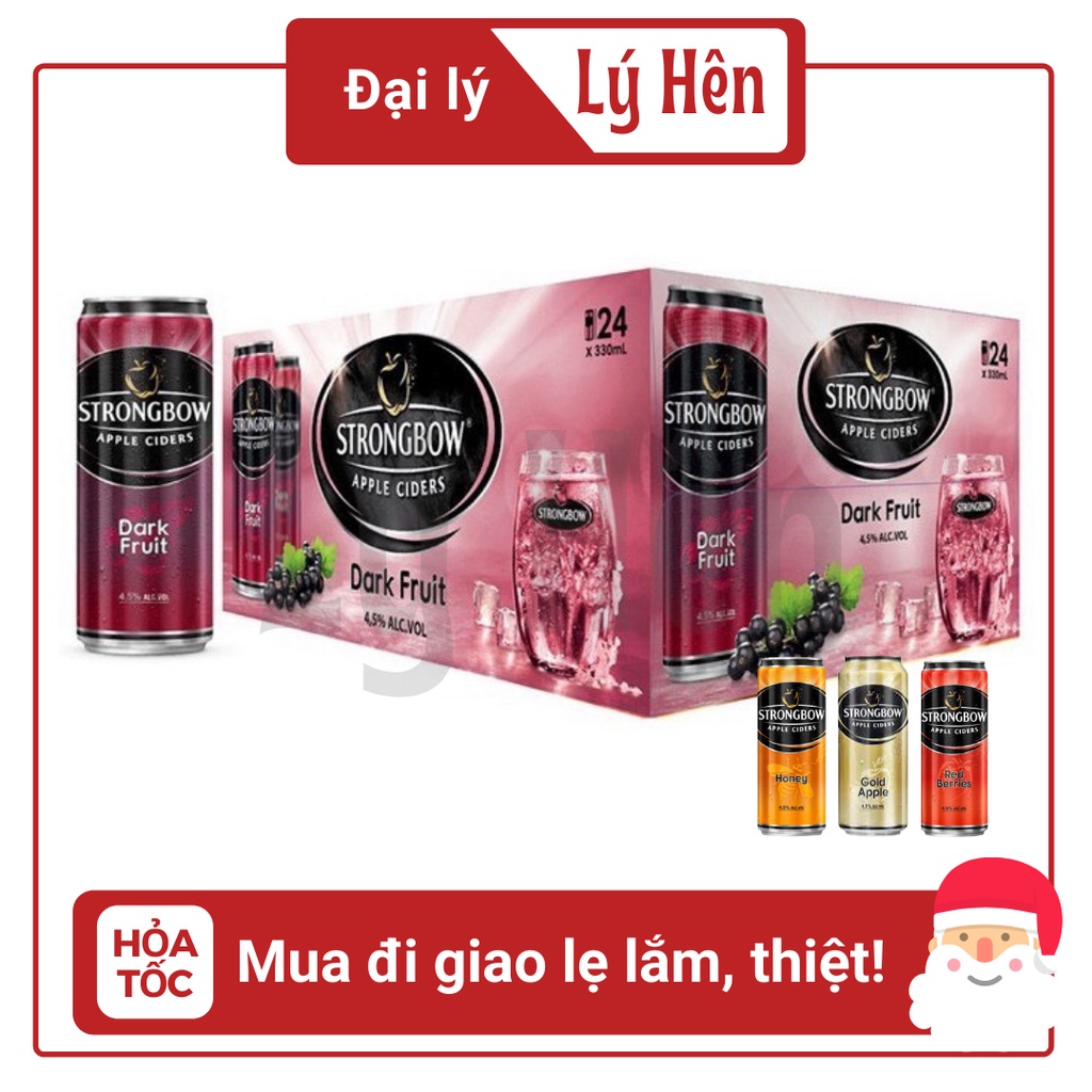 Thùng 24 Lon Nước Táo Lên Men Strongbow Nhiều Vị 330ml/Lon Date Luôn Mới