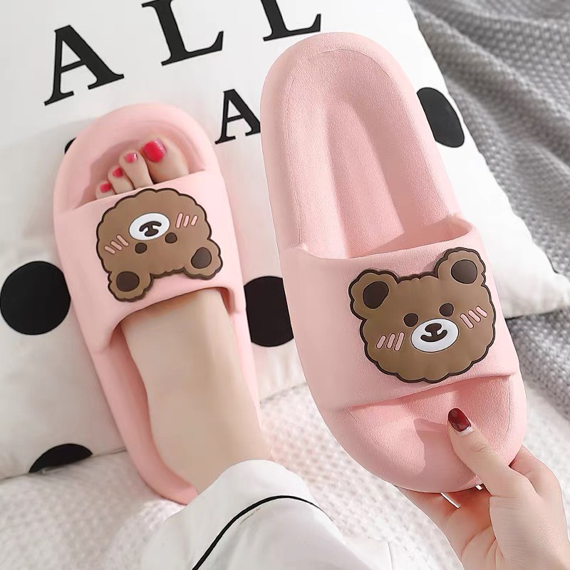 Dép đi trong nhà cute quai ngang đế bánh mì phong cách Hàn Quốc cực đẹp, Dép bánh mì nữ chất liệu cao su siêu êm